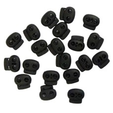 HAND Bean Toggle 8012 BLACK 17mm Plastic Spring Single Hole Stop String Cord Locks - Assorted Sizes and Colours - Pack of 20