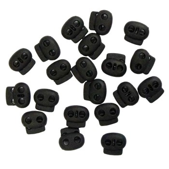 HAND Bean Toggle 305 BLACK 19mm Plastic Spring Single Hole Stop String Cord Locks - Assorted Sizes and Colours - Pack of 20