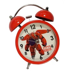Alarm Clock Extremely Silent Metal Twin Bell US2035 Big Hero Red - Assorted Designs and Colours