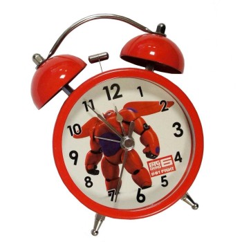 Alarm Clock Extremely Silent Metal Twin Bell US2035 Big Hero Red - Assorted Designs and Colours
