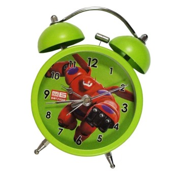 Alarm Clock Extremely Silent Metal Twin Bell US2035 Big Hero Green - Assorted Designs and Colours