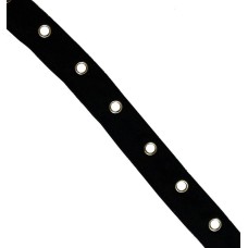 Eyelet Tape HE13 Black Silver Eyelets Stretchy - 2 meters Eyelet Tape HE13 Black Silver Eyelets Stretchy - 2 meters