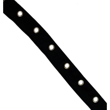 Eyelet Tape HE13 Black Silver Eyelets Stretchy - 2 meters