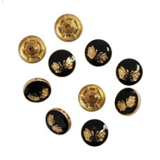 HAND Press Studs 4-part PSGC08 Decorative Gold Black Butterfly Top Snap Button 12 mm - Pack of 10 Sets