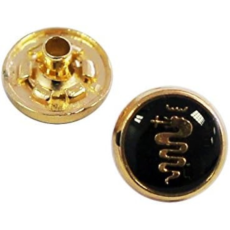 HAND Press Studs 4-part PSGC09 Decorative Gold Black Snake Top Snap Button 12 mm - Pack of 10 Sets HAND Press Studs 4-part PSGC09 Decorative Gold Black Snake Top Snap Button 12 mm - Pack of 10 Sets