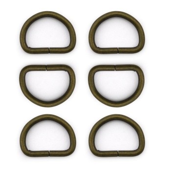HAND D Buckle DMAG04 2.5cm Antique Gold Metal D Ring - Pack of 10