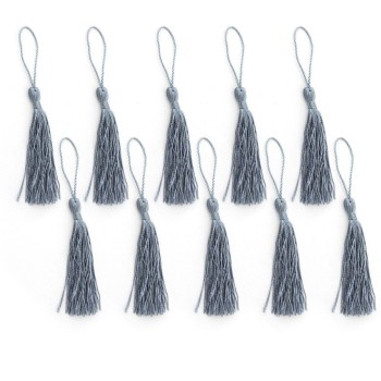 HAND Silky Tassels Grey 12cm Long For Craft Embellishments, Purses, Bags, Keyrings etc. Pack of 10