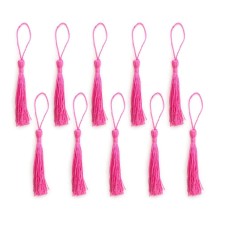 HAND Silky Tassels Pink 12cm Long For Craft Embellishments, Purses, Bags, Keyrings etc. Pack of 10