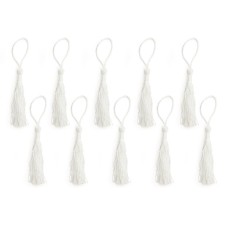 HAND Silky Tassels White 12cm Long For Craft Embellishments, Purses, Bags, Keyrings etc. Pack of 10