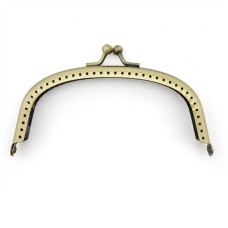 HAND Purse Frame PF26 Gold Colour - Rounded Square Shape with Kiss Clasp and Decorative Perforations