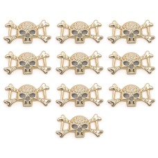 HAND No.1 Skull and Crossbones Gold Colour Trims - Embellishments for Clothing, Jewellery, Pendants - Pack of 10
