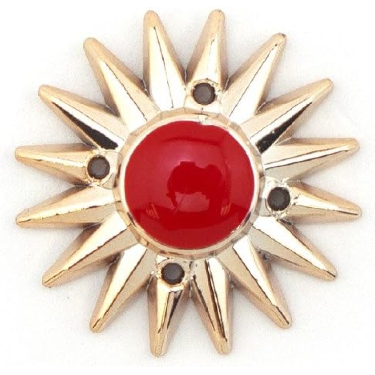 HAND No.4 Gold and Red Colour Sun Shape Trims - Embellishments for Clothing, Jewellery, Pendants - Pack of 10 HAND No.4 Gold and Red Colour Sun Shape Trims - Embellishments for Clothing, Jewellery, Pendants - Pack of 10