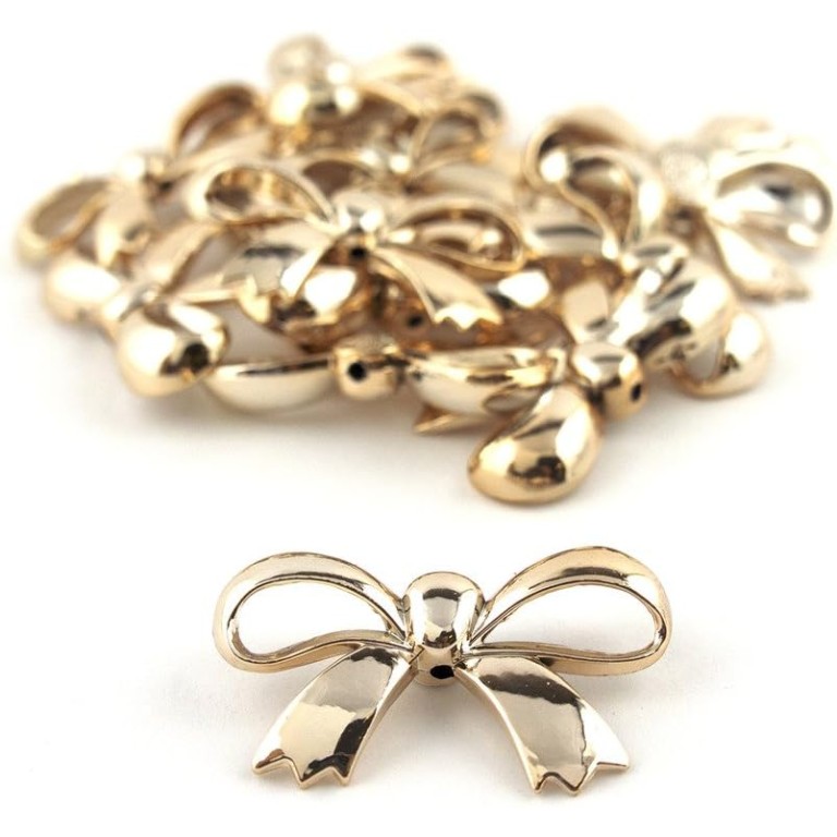 HAND No.2 862 Large Gold Colour Bow Shaped Trims - Embellishments for Clothing, Jewellery, Pendants - Pack of 10 HAND No.2 862 Large Gold Colour Bow Shaped Trims - Embellishments for Clothing, Jewellery, Pendants - Pack of 10