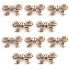HAND No.2 862 Large Gold Colour Bow Shaped Trims - Embellishments for Clothing, Jewellery, Pendants - Pack of 10