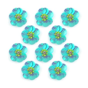 HAND No.3 White and Yellow Sew-On Flower Trims - Embellishments for Clothing, Accessories - Pack of 10