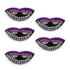 HAND No.25 Funky Lips Sequin, Bead and Diamante Sew-On Trims - Embellishments for Clothing, Accessories - Pack of 5