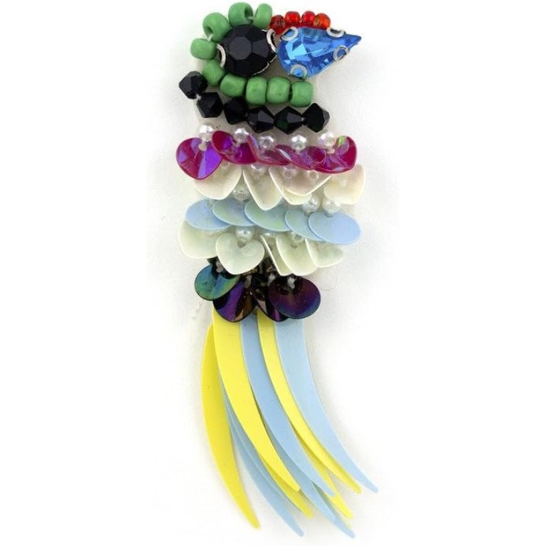 HAND No.21 A Pair of Colourful Birds Beads and Sequins Sew-On Trims - Embellishments for Clothing, Accessories HAND No.21 A Pair of Colourful Birds Beads and Sequins Sew-On Trims - Embellishments for Clothing, Accessories