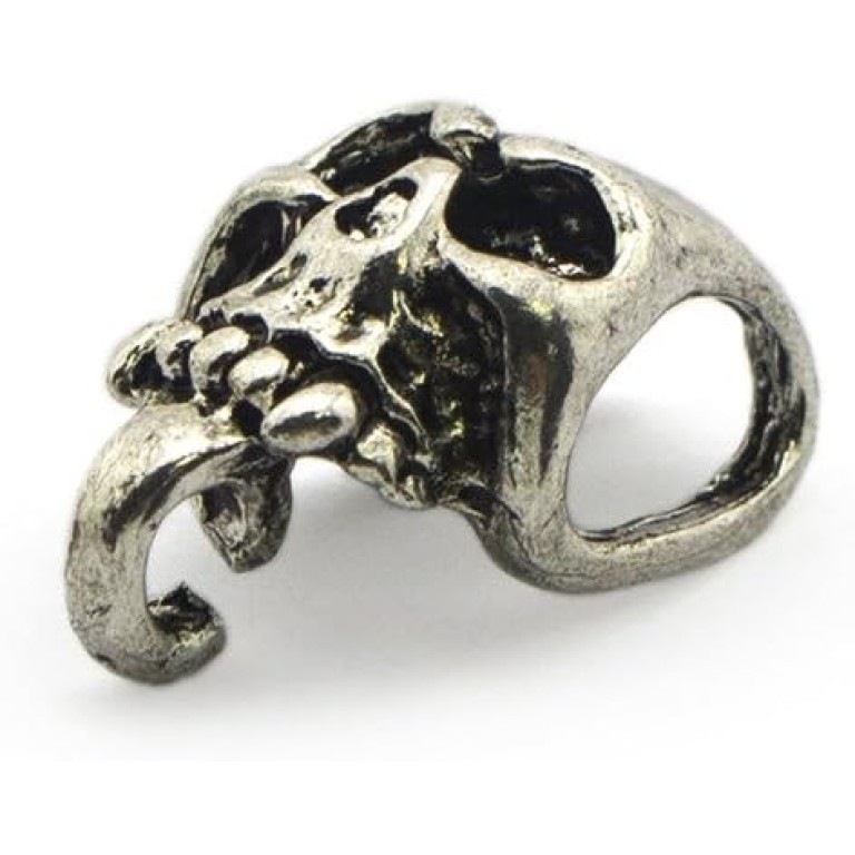 HAND Silver Colour Metal Skull Embellishments with 2 Side Loop & Under Hook- For Jewellery, Clothing, Trims and Accessories - Pack of 5 HAND Silver Colour Metal Skull Embellishments with 2 Side Loop & Under Hook- For Jewellery, Clothing, Trims and Accessories - Pack of 5