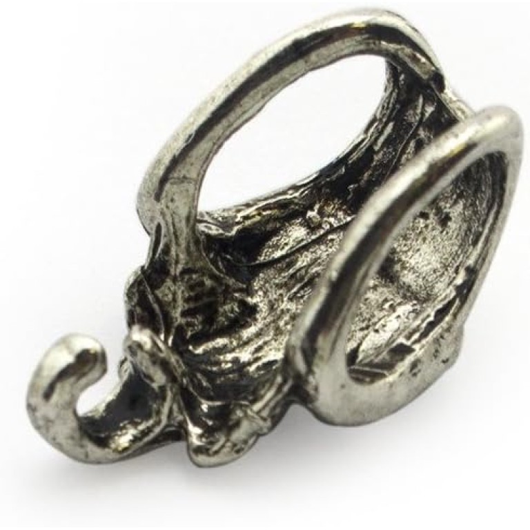 HAND Silver Colour Metal Skull Embellishments with 2 Side Loop & Under Hook- For Jewellery, Clothing, Trims and Accessories - Pack of 5 HAND Silver Colour Metal Skull Embellishments with 2 Side Loop & Under Hook- For Jewellery, Clothing, Trims and Accessories - Pack of 5