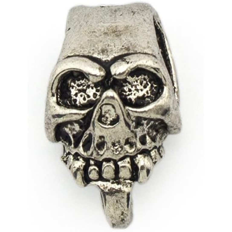 HAND Silver Colour Metal Skull Embellishments with 2 Side Loop & Under Hook- For Jewellery, Clothing, Trims and Accessories - Pack of 5 HAND Silver Colour Metal Skull Embellishments with 2 Side Loop & Under Hook- For Jewellery, Clothing, Trims and Accessories - Pack of 5