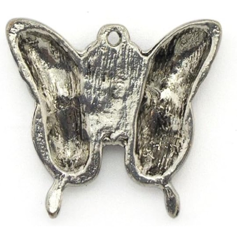 HAND Pretty Silver Colour Metal Butterfly Pendants - for Necklaces, Jewellery, Clothing, Bags and Accessories - Pack of 5 HAND Pretty Silver Colour Metal Butterfly Pendants - for Necklaces, Jewellery, Clothing, Bags and Accessories - Pack of 5