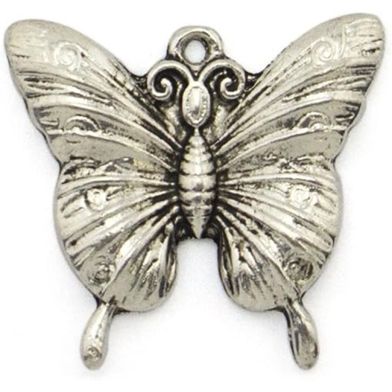 HAND Pretty Silver Colour Metal Butterfly Pendants - for Necklaces, Jewellery, Clothing, Bags and Accessories - Pack of 5 HAND Pretty Silver Colour Metal Butterfly Pendants - for Necklaces, Jewellery, Clothing, Bags and Accessories - Pack of 5