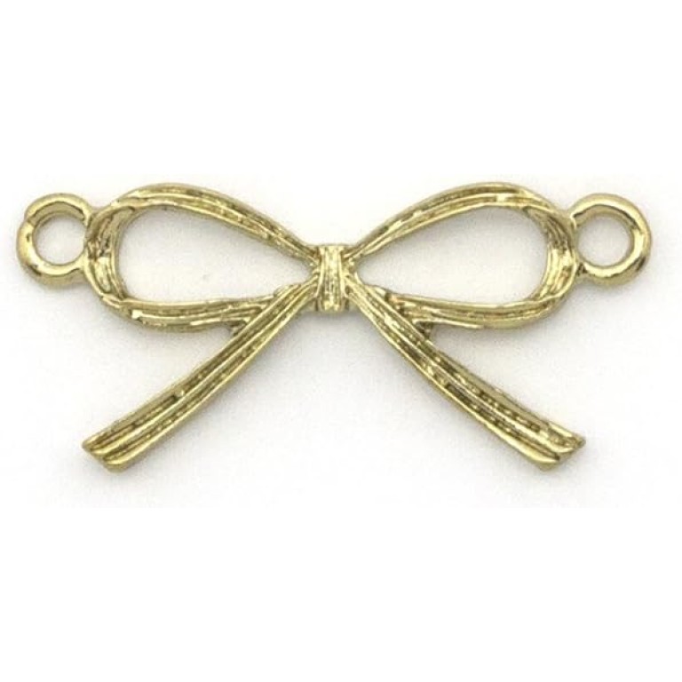 HAND 2 Side Loops Detailed Gold Colour Ribbon Bow Pendants - for Necklaces, Jewellery, Clothing, Bags and Accessories - Pack of 10 HAND 2 Side Loops Detailed Gold Colour Ribbon Bow Pendants - for Necklaces, Jewellery, Clothing, Bags and Accessories - Pack of 10
