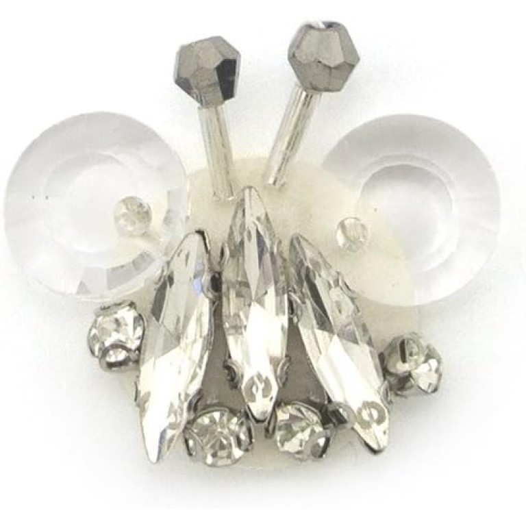 HAND Clear Diamante and Crystal White Flower Felt Sew-On Trims - for Blouses, Skirts, Coats, Bags and Accessories - Pack of 5 HAND Clear Diamante and Crystal White Flower Felt Sew-On Trims - for Blouses, Skirts, Coats, Bags and Accessories - Pack of 5