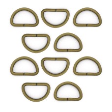 26mm Antique Brass Colour D Ring Buckle - Making or Repairing Belts, Bags 32mmW x 22mmH - Pack of 10
