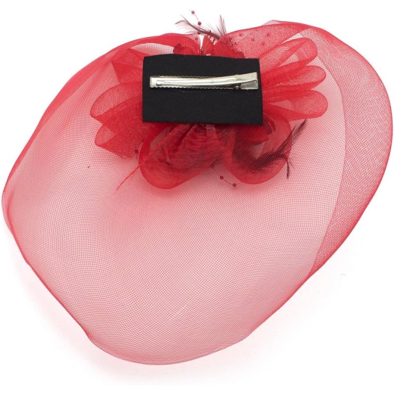 Ladies' Fashionable Feather Flower Bead Detailed and Mesh Ascot/Derby Day Fascinator Hat Headdress - Wine Ladies' Fashionable Feather Flower Bead Detailed and Mesh Ascot/Derby Day Fascinator Hat Headdress - Wine