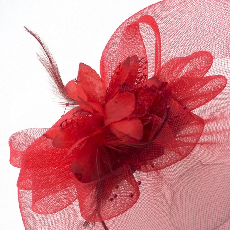 Ladies' Fashionable Feather Flower Bead Detailed and Mesh Ascot/Derby Day Fascinator Hat Headdress - Wine Ladies' Fashionable Feather Flower Bead Detailed and Mesh Ascot/Derby Day Fascinator Hat Headdress - Wine