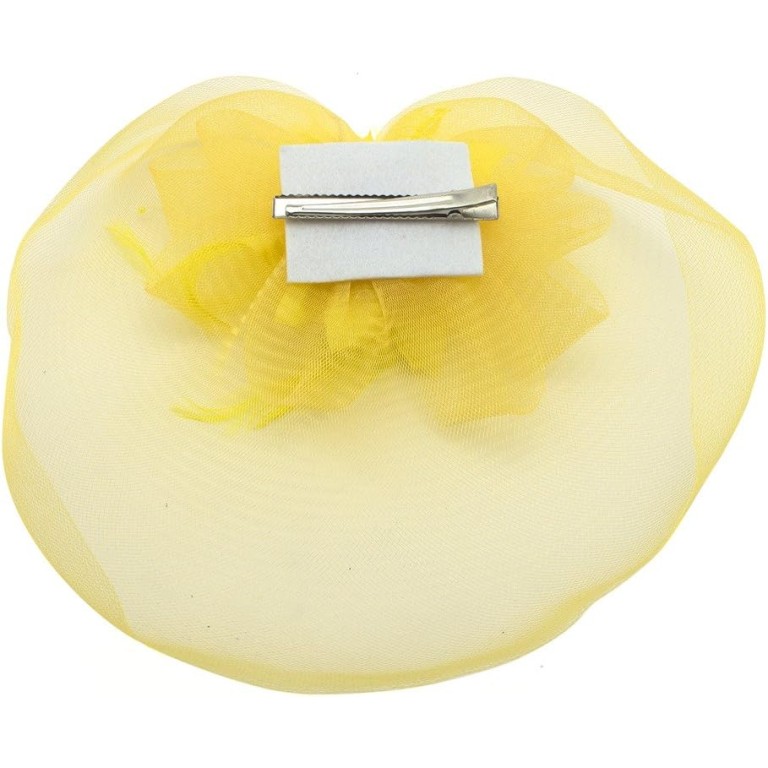 Ladies' Fashionable Feather Flower Bead Detailed and Mesh Ascot/Derby Day Fascinator Hat Headdress - Yellow Ladies' Fashionable Feather Flower Bead Detailed and Mesh Ascot/Derby Day Fascinator Hat Headdress - Yellow