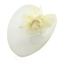 Ladies' Fashionable Feather Flower Bead Detailed and Mesh Ascot/Derby Day Fascinator Hat Headdress - Cream