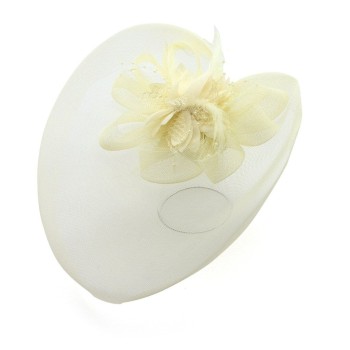 Ladies' Fashionable Feather Flower Bead Detailed and Mesh Ascot/Derby Day Fascinator Hat Headdress - Cream Ladies' Fashionable Feather Flower Bead Detailed and Mesh Ascot/Derby Day Fascinator Hat Headdress - Cream