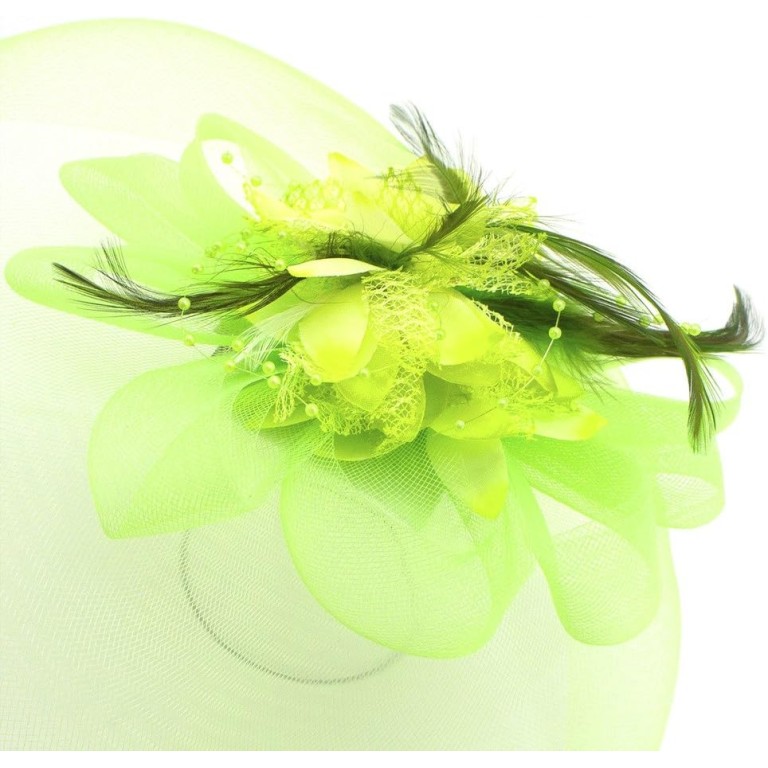 Ladies' Fashionable Feather Flower Bead Detailed and Mesh Ascot/Derby Day Fascinator Hat Headdress - Pale Green Ladies' Fashionable Feather Flower Bead Detailed and Mesh Ascot/Derby Day Fascinator Hat Headdress - Pale Green