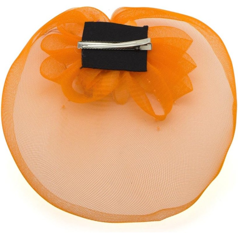 Ladies' Fashionable Feather Flower Bead Detailed and Mesh Ascot/Derby Day Fascinator Hat Headdress - Orange Ladies' Fashionable Feather Flower Bead Detailed and Mesh Ascot/Derby Day Fascinator Hat Headdress - Orange