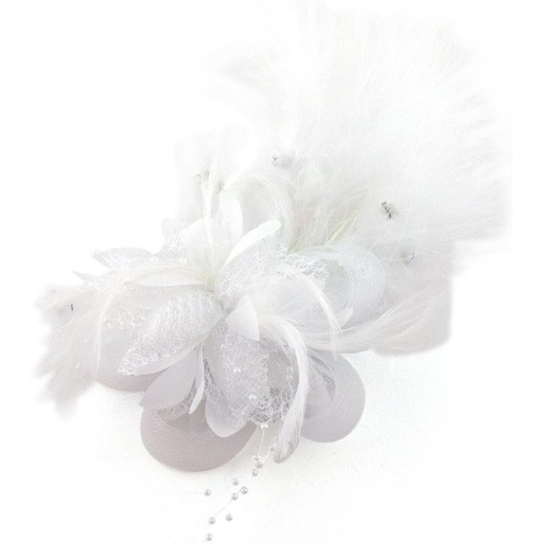 Ladies' Fashionable Soft Feather Net Ascot/Derby Day Fascinator Headdress - White Ladies' Fashionable Soft Feather Net Ascot/Derby Day Fascinator Headdress - White