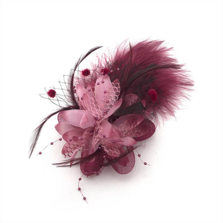 Ladies' Fashionable Soft Feather Net Ascot/Derby Day Fascinator Headdress - Wine Ladies' Fashionable Soft Feather Net Ascot/Derby Day Fascinator Headdress - Wine
