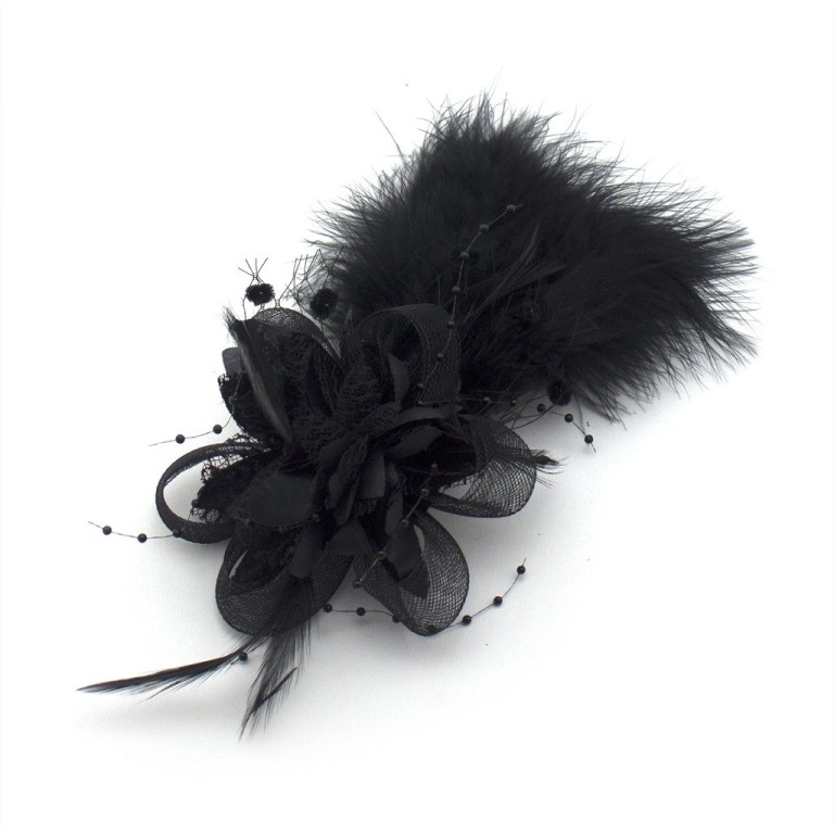 Ladies' Fashionable Soft Feather Net Ascot/Derby Day Fascinator Headdress - Black Ladies' Fashionable Soft Feather Net Ascot/Derby Day Fascinator Headdress - Black
