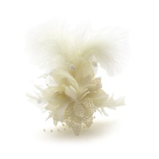 Ladies' Fashionable Soft Feather Net Ascot/Derby Day Fascinator Headdress - Cream