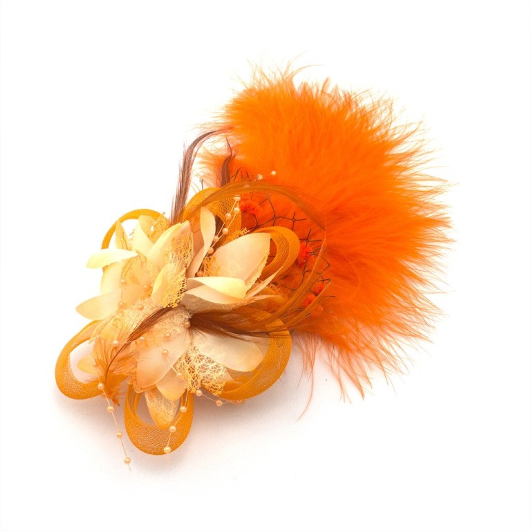 Ladies' Fashionable Soft Feather Net Ascot/Derby Day Fascinator Headdress - Orange Ladies' Fashionable Soft Feather Net Ascot/Derby Day Fascinator Headdress - Orange