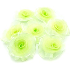 HAND Organza Flower Sew On Trims, Embellishments 30 mm Pack of 10 Bright Green