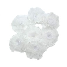 HAND Organza Flower Sew On Trims, Embellishments 30 mm Pack of 10 White