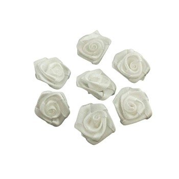 HAND H0630 Roses Fabric Flower Sew On Trims, Embellishments Size 20 mm Pack of 20 White