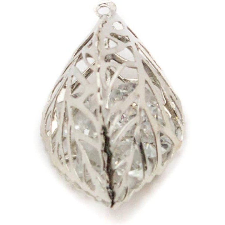 HAND H0665 3D Elegant Leaf Pattern Pendant Trim Containing Diamante Crystals, Size 38 mm x 20 mm Pack of 3 Silver Coloured HAND H0665 3D Elegant Leaf Pattern Pendant Trim Containing Diamante Crystals, Size 38 mm x 20 mm Pack of 3 Silver Coloured