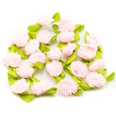 HAND H0676 Pretty Ribbon Bow Sew On Trim with Cute Detailed Fringe Flowers for Clothing Embellishment 25 mm x 14 mm Pack of 20, Baby Pink