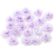 HAND Pretty Flower Sew On Organza Trim for Clothing and Accessory Embellishment 32 mm x 32 mm Pack of 20, Lilac