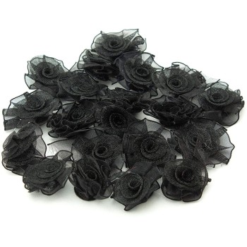 HAND Pretty Flower Sew On Organza Trim for Clothing and Accessory Embellishment 32 mm x 32 mm Pack of 20, Black HAND Pretty Flower Sew On Organza Trim for Clothing and Accessory Embellishment 32 mm x 32 mm Pack of 20, Black