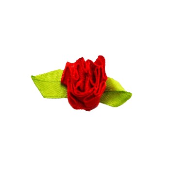 HAND Pretty Layering Fabric and Ribbon Flower Sew On Trims for Clothing and Accessory Embellishment 35 mm x 15 mm Pack of 20, Red