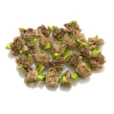 HAND Pretty Layering Fabric and Ribbon Flower Sew On Trims for Clothing and Accessory Embellishment 35 mm x 15 mm Pack of 20, Brown
